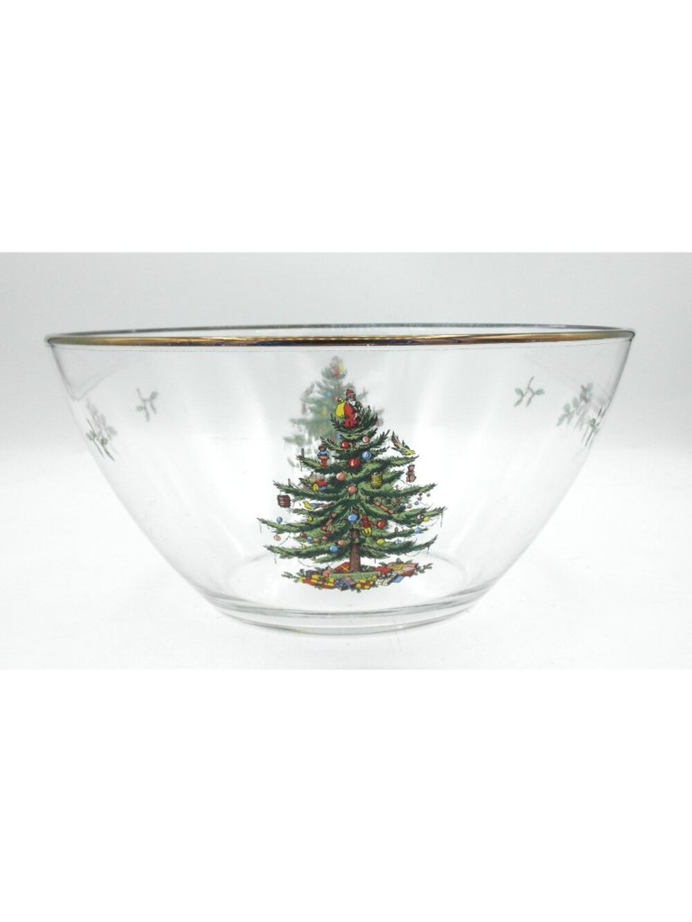 Christmas Tree by Spode Large Glass Salad Bowl 9 Inch Pattern: SP CHT